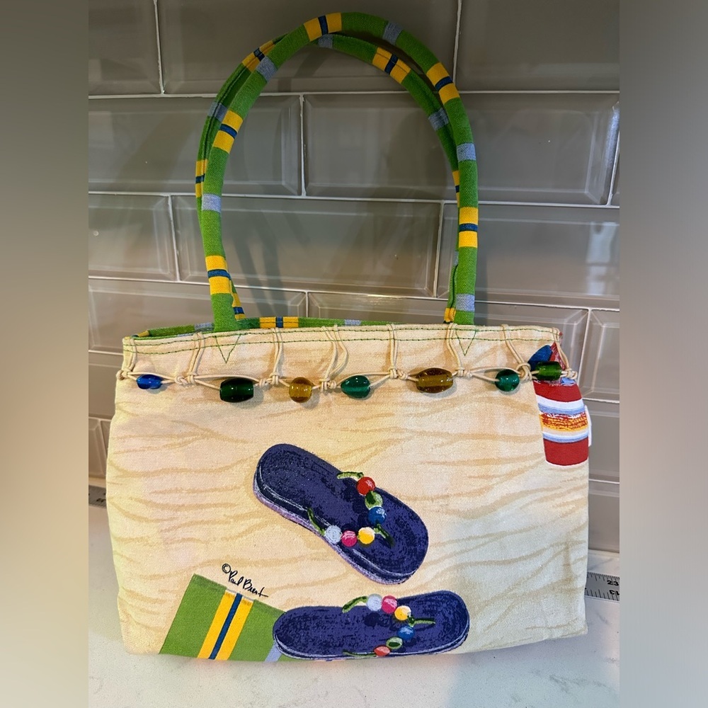 Paul Brent Coastal Sun-N-Sand Canvas Beach Flip Flop Sandal Shoulder Bag‎ Tote